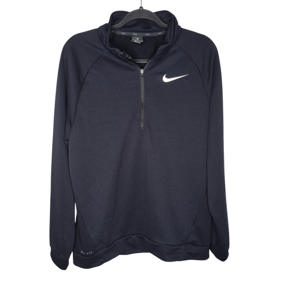 Nike Swoosh Half Zip Pullover Sweatshirt Embroidered in Black Size Medium